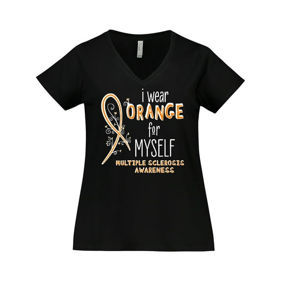 Inktastic I Wear Orange for Myself- Multiple Sclerosis awareness Women's Plus Size V-Neck T-Shirt