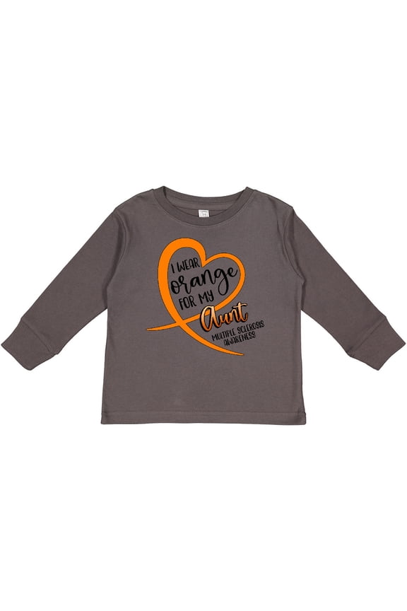 I Wear Orange for my Aunt Multiple Sclerosis Awareness Boys or Girls Long Sleeve Toddler T-Shirt