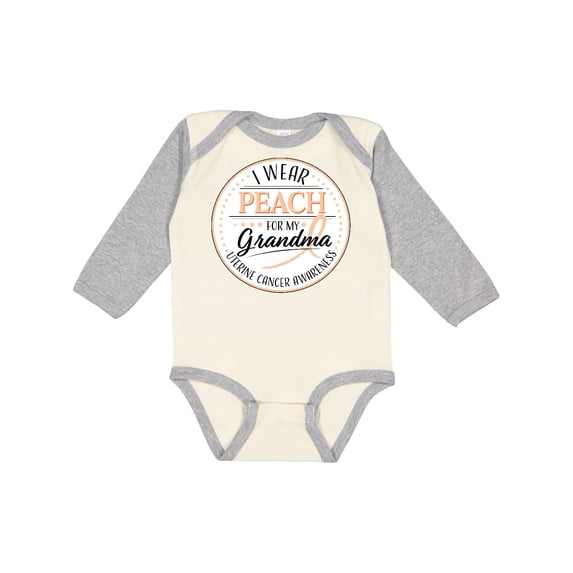 Inktastic I Wear Peach for my Grandma - Uterine Cancer Awareness Boys or Girls Long Sleeve Baby Bodysuit