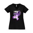 thumbnail image 1 of Inktastic I Wear Purple For My Aunt Lupus Awareness Women's Plus Size V-Neck T-Shirt, 1 of 5