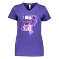 thumbnail image 1 of Inktastic I Wear Purple For My Aunt Lupus Awareness Women's V-Neck T-Shirt, 1 of 5