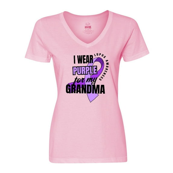 Inktastic I Wear Purple For My Grandma Lupus Awareness Women's V-Neck T-Shirt