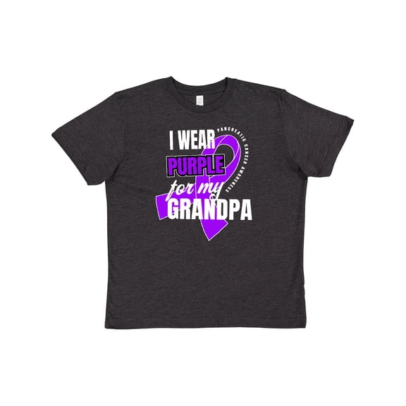 Inktastic I Wear Purple For My Grandpa Pancreatic Cancer Awareness Youth T-Shirt