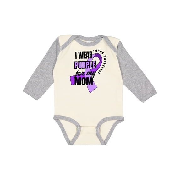 Inktastic I Wear Purple For My Mom Lupus Awareness Boys or Girls Long Sleeve Baby Bodysuit