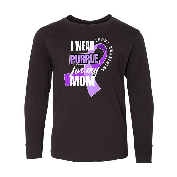 Inktastic I Wear Purple For My Mom Lupus Awareness Long Sleeve Youth T-Shirt