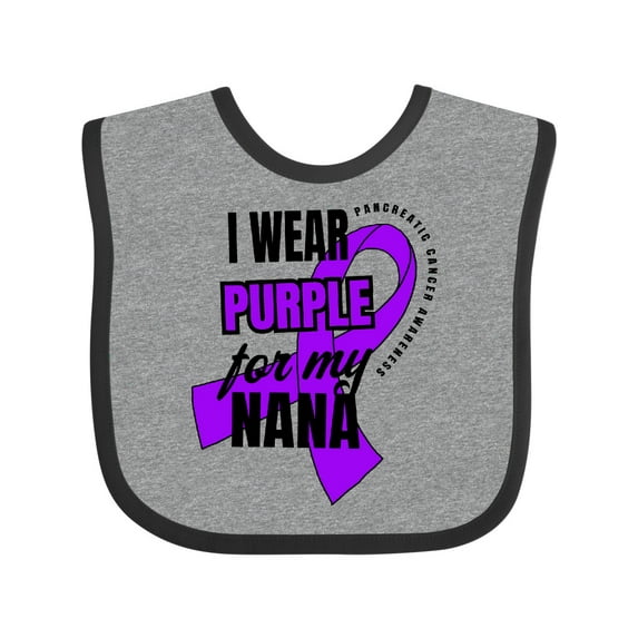 Inktastic I Wear Purple For My Nana Pancreatic Cancer Awareness Boys or Girls Baby Bib
