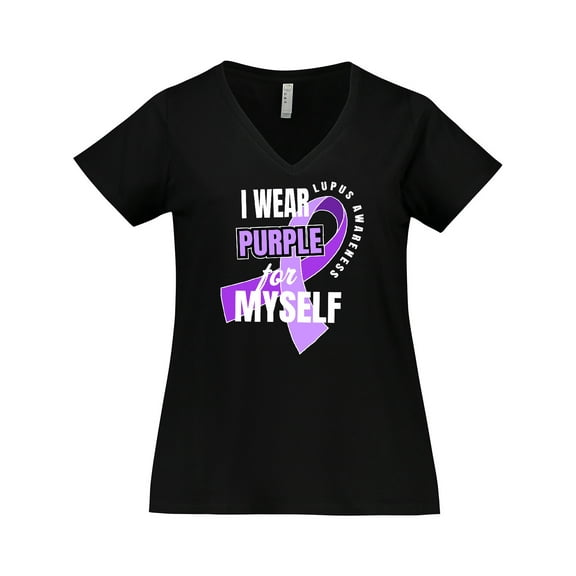 Inktastic I Wear Purple For Myself Lupus Awareness Women's Plus Size V-Neck T-Shirt