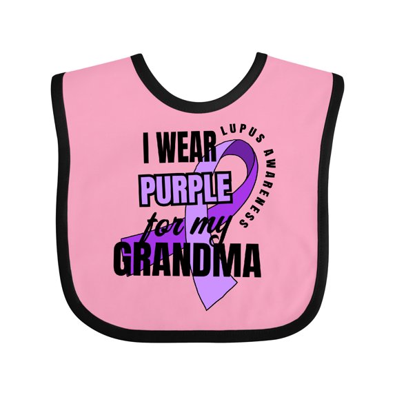 Inktastic I Wear Purple for My Grandma Lupus Awareness Boys or Girls Baby Bib