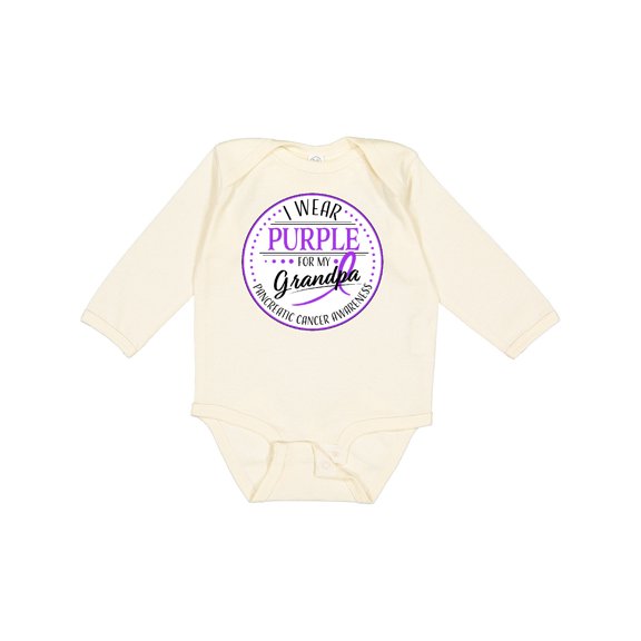 Inktastic I Wear Purple for My Grandpa Pancreatic Cancer Awareness Boys or Girls Long Sleeve Baby Bodysuit