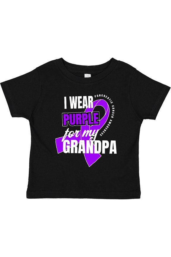 I Wear Purple for My Grandpa Pancreatic Cancer Awareness Boys or Girls Toddler T-Shirt