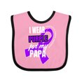 thumbnail image 1 of Inktastic I Wear Purple for My Papa Pancreatic Cancer Awareness Boys or Girls Baby Bib, 1 of 4