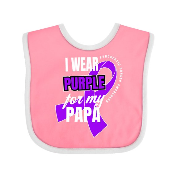 Inktastic I Wear Purple for My Papa Pancreatic Cancer Awareness Boys or Girls Baby Bib