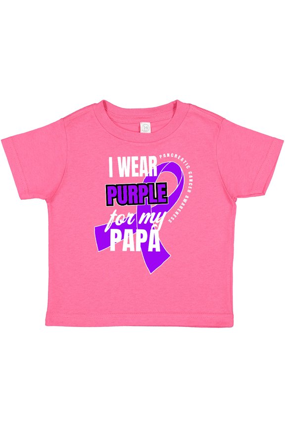 I Wear Purple for My Papa Pancreatic Cancer Awareness Boys or Girls Toddler T-Shirt