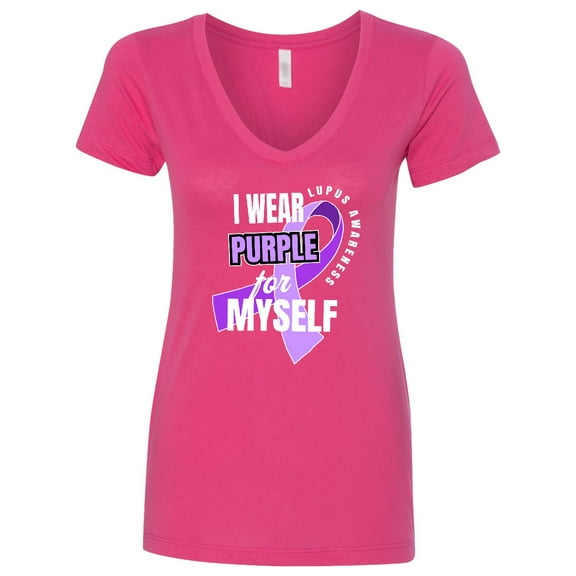 Inktastic I Wear Purple for Myself Lupus Awareness Women's V-Neck T-Shirt