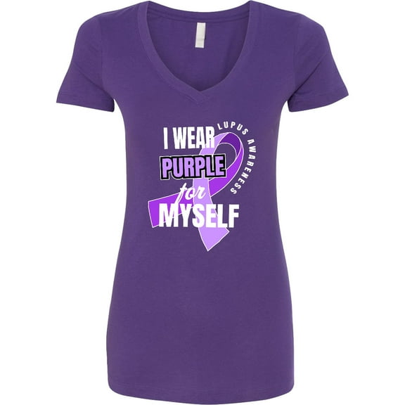 Inktastic I Wear Purple for Myself Lupus Awareness Women's V-Neck T-Shirt