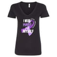 thumbnail image 1 of Inktastic I Wear Purple for Myself Lupus Awareness Women's V-Neck T-Shirt, 1 of 5