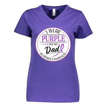 Inktastic I Wear Purple for my Dad- Alzheimers Awareness Women's V-Neck T-Shirt
