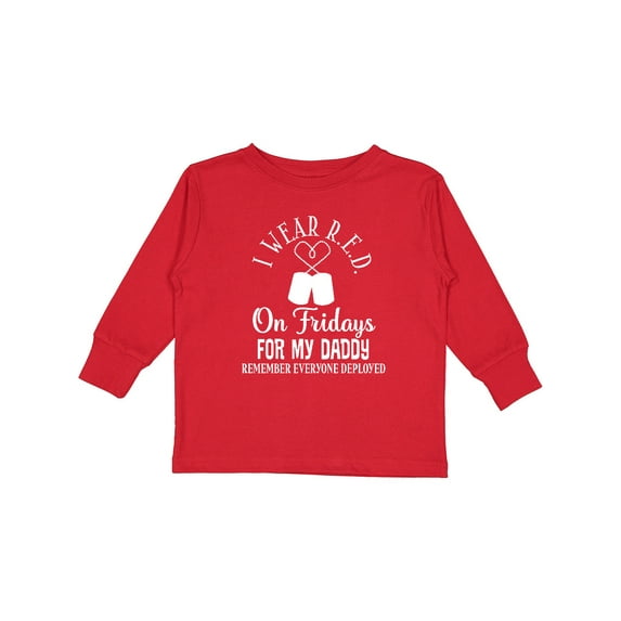 Inktastic I Wear R.e.d. on Friday for Daddy Boys or Girls Long Sleeve Toddler T-Shirt