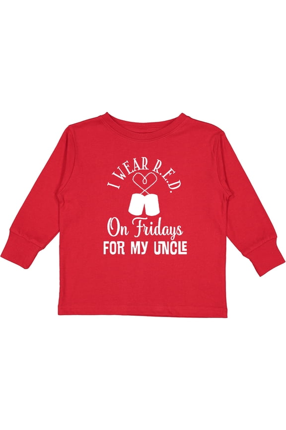 I Wear Red for My Uncle Military Friday Boys or Girls Long Sleeve Toddler T-Shirt