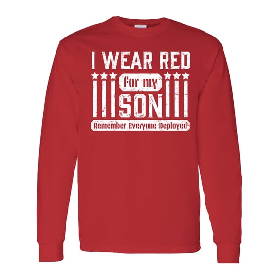 Inktastic I Wear Red for My Son Remember Everyone Deployed Long Sleeve T-Shirt