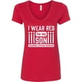 thumbnail image 1 of Inktastic I Wear Red for My Son Remember Everyone Deployed Women's V-Neck T-Shirt, 1 of 5