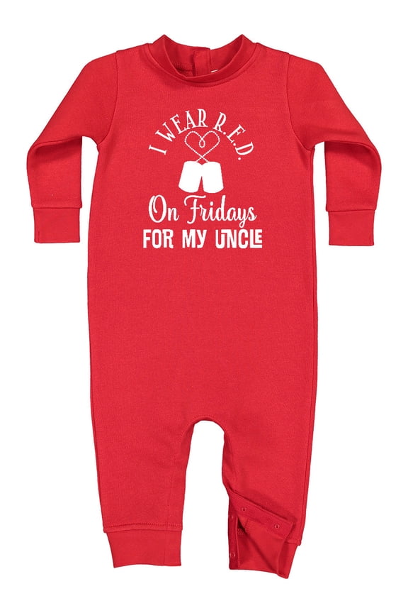 I Wear Red for My Uncle Military Friday Baby Fleece Romper