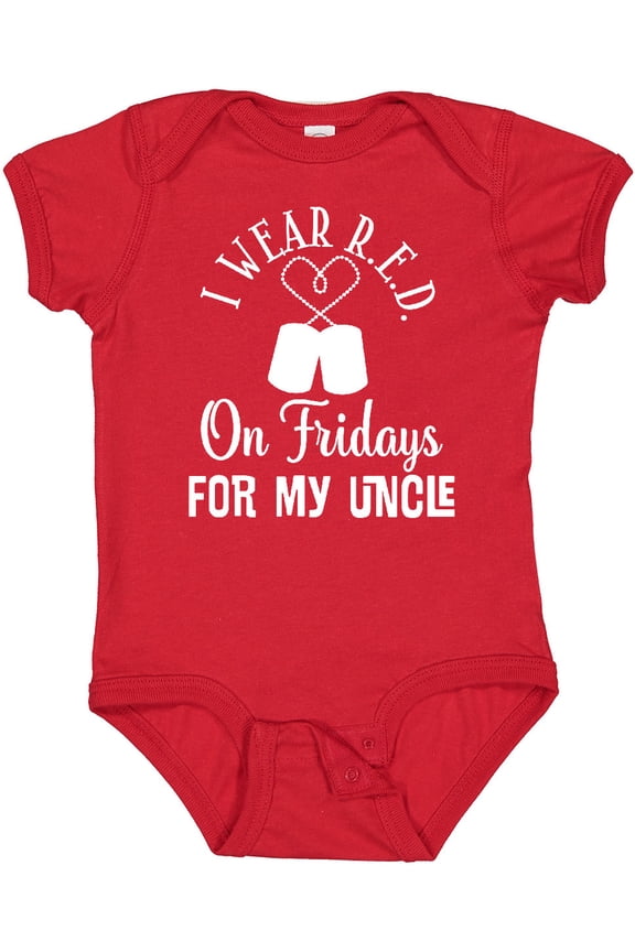 I Wear Red for My Uncle Military Friday Boys or Girls Baby Bodysuit