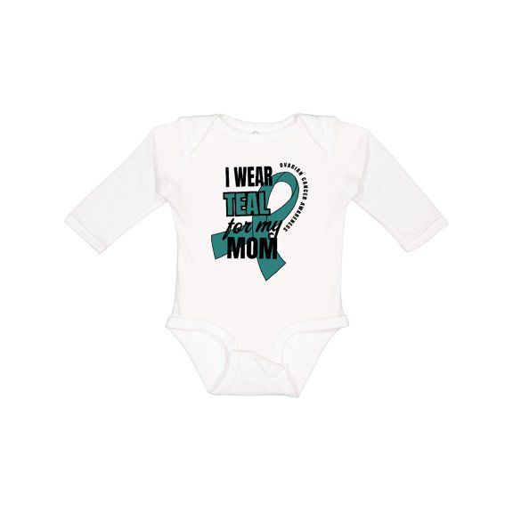 Inktastic I Wear Teal For My Mom Ovarian Cancer Awareness Boys or Girls Long Sleeve Baby Bodysuit