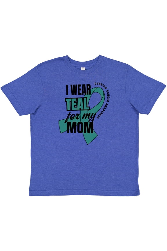 I Wear Teal For My Mom Ovarian Cancer Awareness Youth T-Shirt