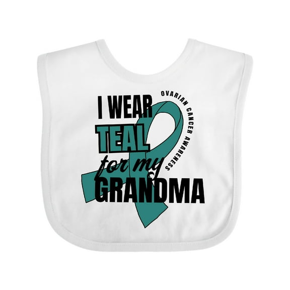 Inktastic I Wear Teal for My Grandma Ovarian Cancer Awareness Boys or Girls Baby Bib