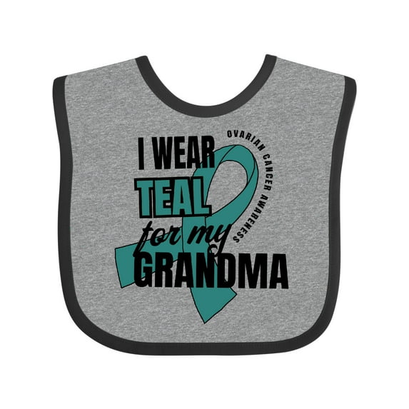 Inktastic I Wear Teal for My Grandma Ovarian Cancer Awareness Boys or Girls Baby Bib