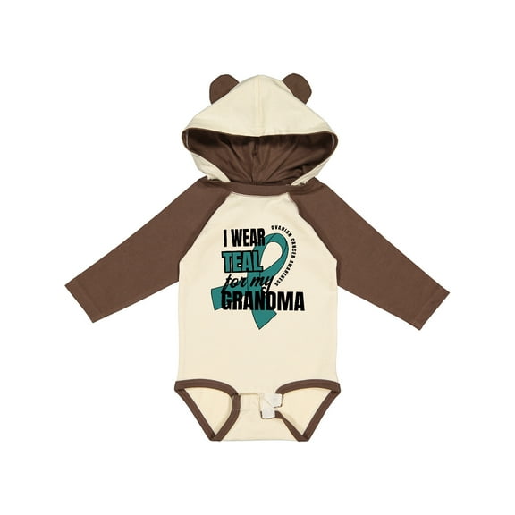 Inktastic I Wear Teal for My Grandma Ovarian Cancer Awareness Boys or Girls Long Sleeve Baby Bodysuit