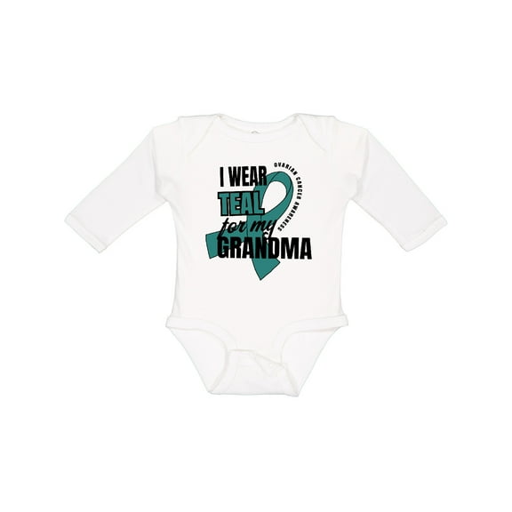 Inktastic I Wear Teal for My Grandma Ovarian Cancer Awareness Boys or Girls Long Sleeve Baby Bodysuit