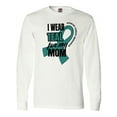 thumbnail image 1 of Inktastic I Wear Teal for My Mom Ovarian Cancer Awareness Long Sleeve T-Shirt, 1 of 5