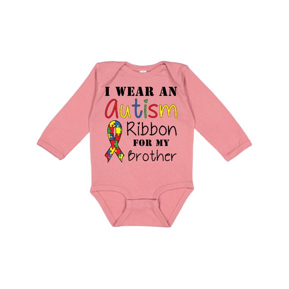 Inktastic I Wear an Autism Ribbon for My Brother Boys or Girls Long Sleeve Baby Bodysuit