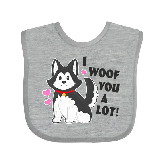 Inktastic I Woof You a Lot with Husky Dog Illustration Boys or Girls Baby Bib