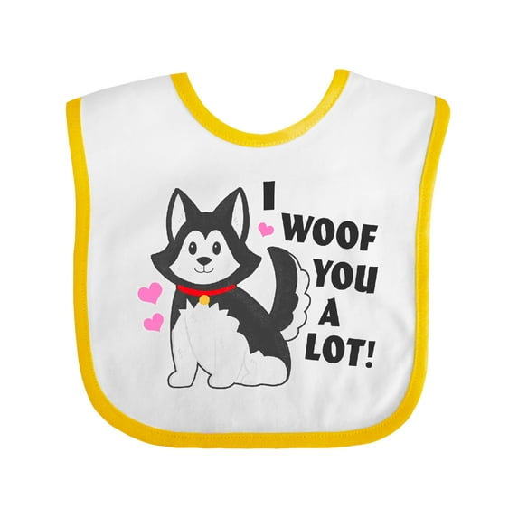 Inktastic I Woof You a Lot with Husky Dog Illustration Boys or Girls Baby Bib