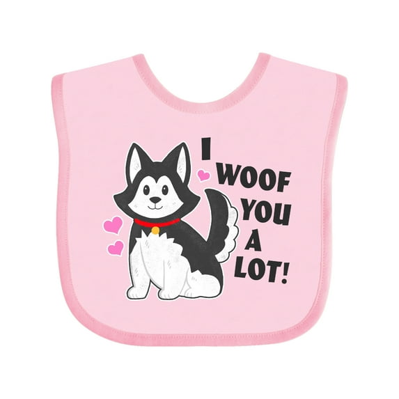 Inktastic I Woof You a Lot with Husky Dog Illustration Boys or Girls Baby Bib