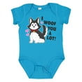 thumbnail image 1 of Inktastic I Woof You a Lot with Husky Dog Illustration Boys or Girls Baby Bodysuit, 1 of 5