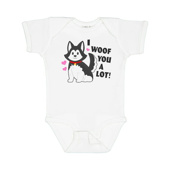 Inktastic I Woof You a Lot with Husky Dog Illustration Boys or Girls Baby Bodysuit