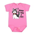 thumbnail image 1 of Inktastic I Woof You a Lot with Husky Dog Illustration Boys or Girls Baby Bodysuit, 1 of 5