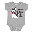 thumbnail image 1 of Inktastic I Woof You a Lot with Husky Dog Illustration Boys or Girls Baby Bodysuit, 1 of 5