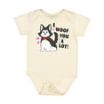 thumbnail image 1 of Inktastic I Woof You a Lot with Husky Dog Illustration Boys or Girls Baby Bodysuit, 1 of 5