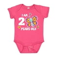 thumbnail image 1 of Inktastic I am 2 Years Old Cute Smiling Butterfly with Flowers Girls Baby Bodysuit, 1 of 5