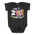 thumbnail image 1 of Inktastic I am 2 Years Old Cute Smiling Butterfly with Flowers Girls Baby Bodysuit, 1 of 5