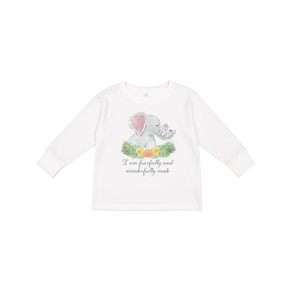 Inktastic I am Fearfully and Wonderfully Made Cute Elephants Boys or Girls Long Sleeve Toddler T-Shirt