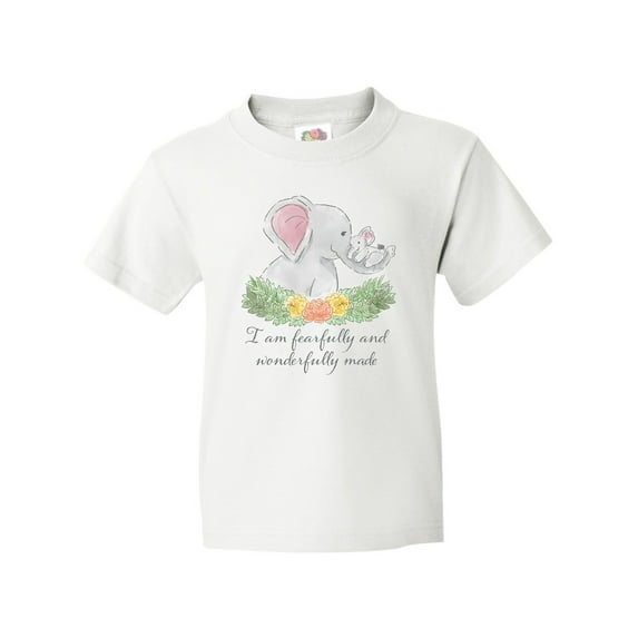 Inktastic I am Fearfully and Wonderfully Made Cute Elephants Youth T-Shirt