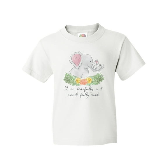 Inktastic I am Fearfully and Wonderfully Made Cute Elephants Youth T-Shirt