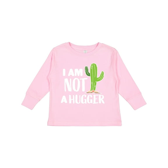 Inktastic I am Not a Hugger with Cactus Boys or Girls Long Sleeve Toddler T-Shirt