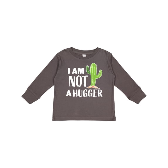 Inktastic I am Not a Hugger with Cactus Boys or Girls Long Sleeve Toddler T-Shirt